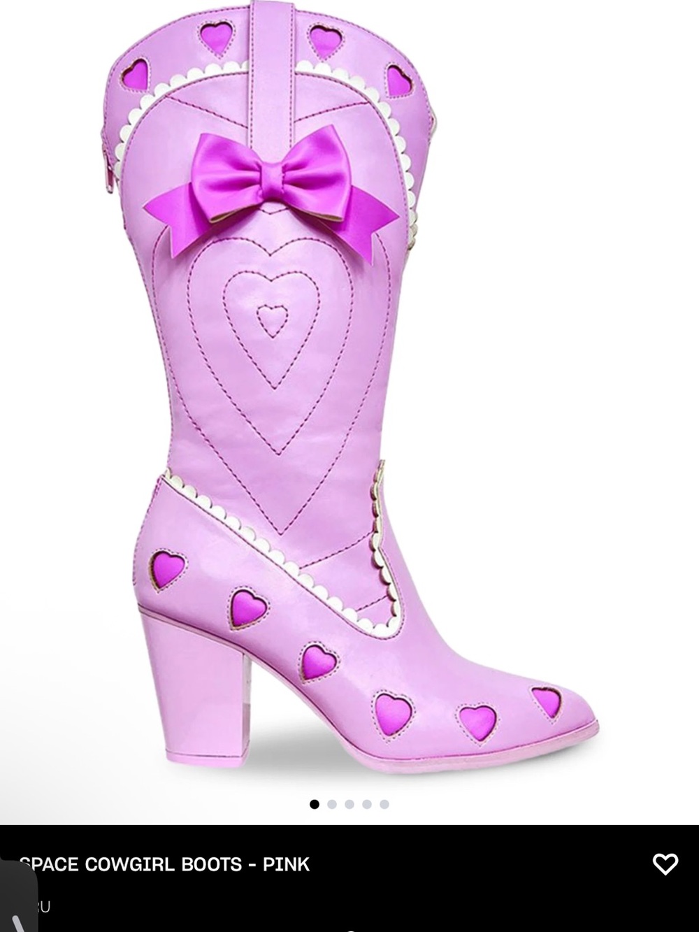 Pink Heart Bow Cowgirl Boots - Women 10